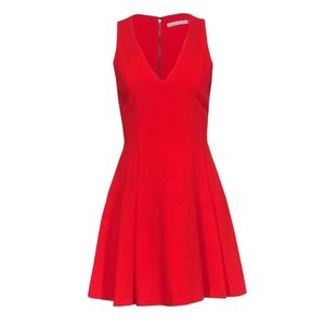 Alice + Olivia Red Pleated Dress Size 4 Sleeveless